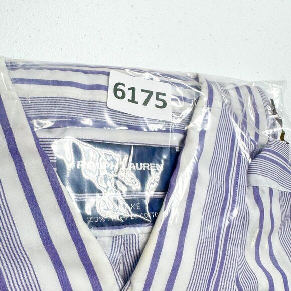 Ralph Lauren Golf Shirt Mens Large Blake Purple Stripe Long Sleeve FITS XL/XXL - Picture 12 of 12